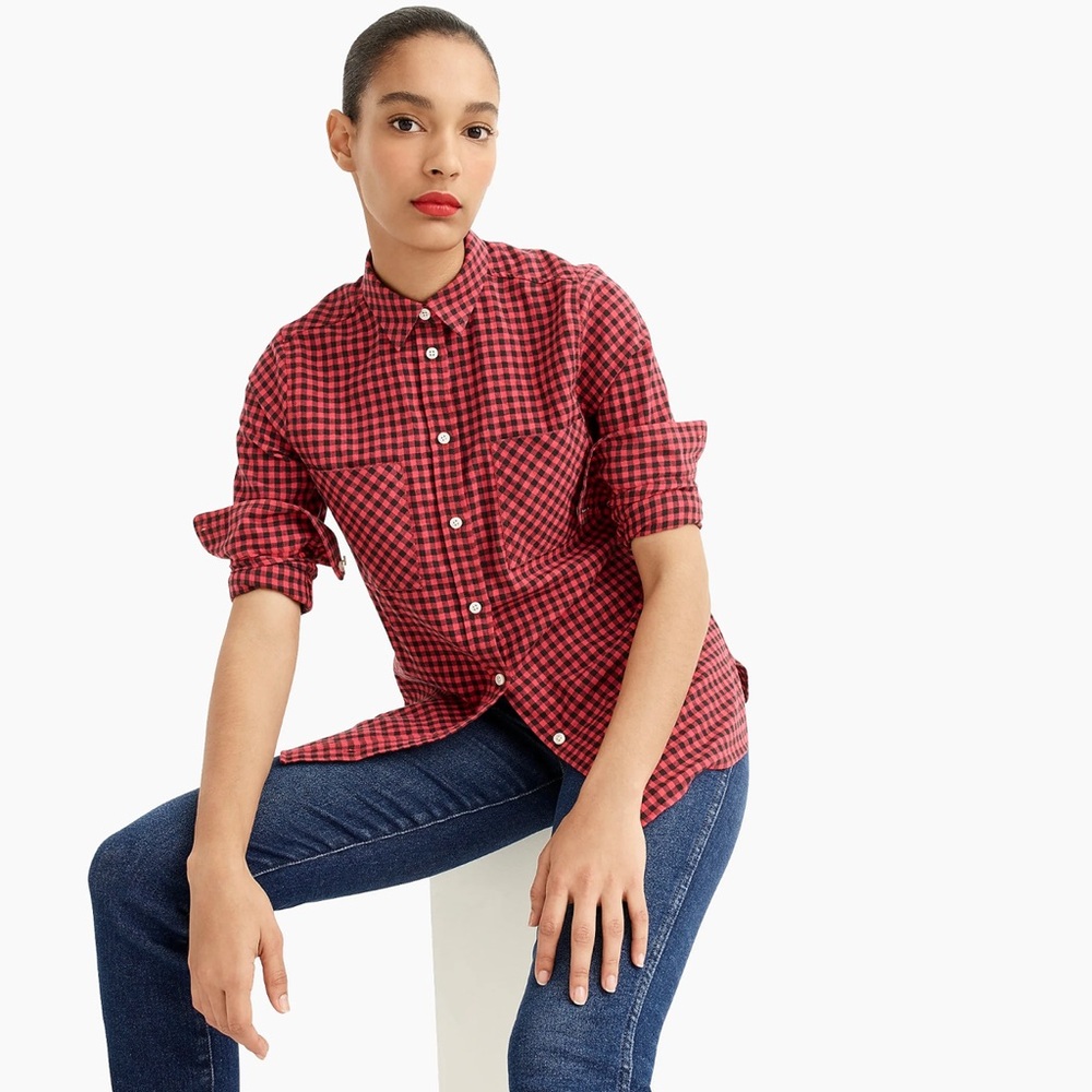 J. Crew boy fit checked flannel long-sleeve shirt
